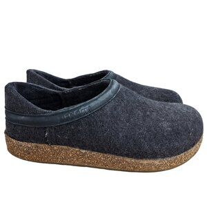 Haflinger Boiled Wool Grizzly Gray Clogs Slippers Size 38 US 7 Felt Cork Comfort